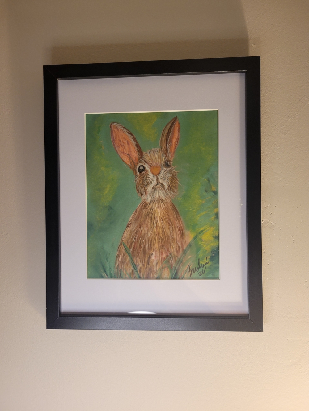 "Peter Rabbit"Soft Pastel on Pastel Paper Original Framed Artwork 12in X 15in - Picture 4 of 4